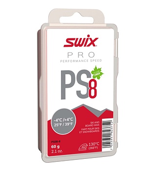 Glide wax Swix PS8 Red -4°C/+4°C, 60g
