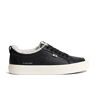 Mens leisure shoes Cariuma OCA Therma Low Black Premium Leather Sneaker