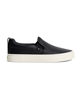 Pánské volnočasové boty Cariuma SLIP-ON Black Premium Leather Sneaker