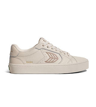 Womens leisure shoes Cariuma SALVAS All Almond Milk Premium Leather Plaza Taupe Logo Sneaker
