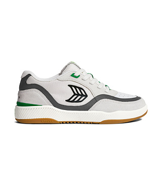Mens leisure shoes Cariuma UBA PRO Smoke White Suede Off-White Mesh Black Logo Green Sneaker