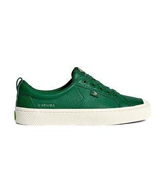 Mens leisure shoes Cariuma OCA Low Abundant Green Premium Leather Sneaker
