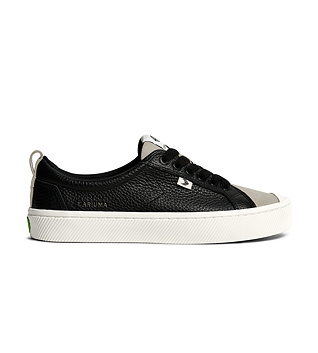 Dámské volnočasové boty Cariuma OCA Low Black Premium Leather Cloud Grey Suede Sneaker