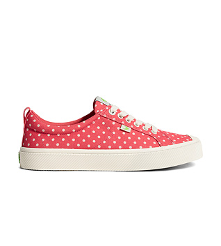 Womens leisure shoes Cariuma OCA Low Watermelon Canvas White Polka Dots Sneaker