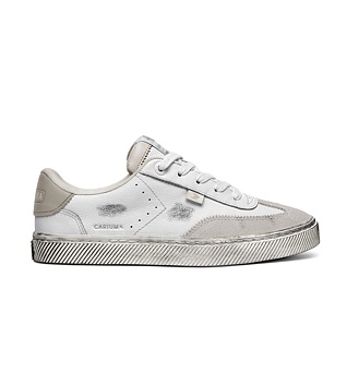 Womens leisure shoes Cariuma TOCA Vintage Warm White Diamond Leather and Suede Sneaker
