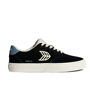 Dámské volnočasové boty Cariuma NAIOCA Black Suede Ivory Logo Washed Blue Sneaker