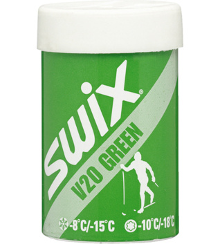 Kick wax Swix V20 Green Hardwax -15°C to -8°C, 43g