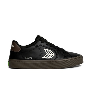 Womens leisure shoes Cariuma SALVAS Teak Black Leather Ivory Logo Sneaker