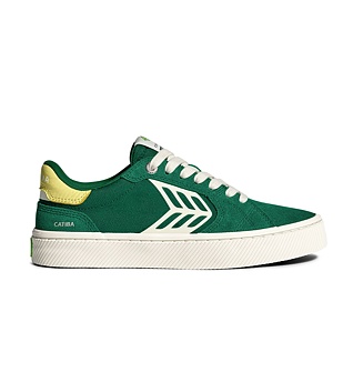 Pánské volnočasové boty Cariuma CATIBA PRO 2.0 Forest Green Suede and Cordura Ivory Logo Lemonade Sn