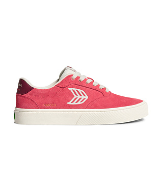 Womens leisure shoes Cariuma NAIOCA Watermelon Suede Ivory Logo Ruby Wine Sneaker