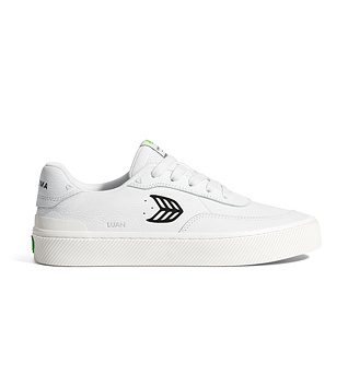 Mens leisure shoes Cariuma LUAN PRO White Premium Leather Black Logo Sneaker