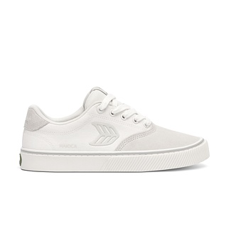 Womens leisure shoes Cariuma NAIOCA PRO Stripe Suede and Canvas Smoke White