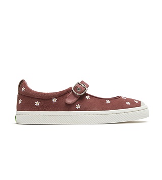 Dámské volnočasové boty Cariuma OCA Mary Jane Withered Rose Suede Embroidered Flowers Sneaker