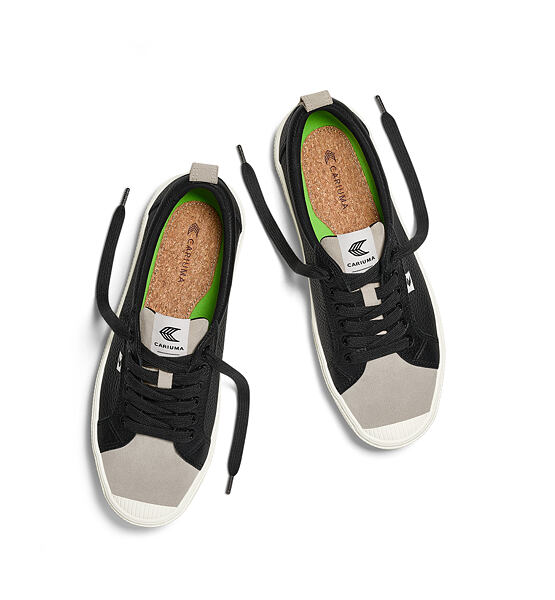 Dámské volnočasové boty Cariuma OCA Low Black Premium Leather Cloud Grey Suede Sneaker