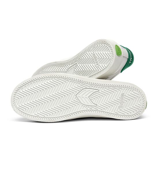 Pánské volnočasové boty Cariuma SALVAS White Leather Abundant Green Logo Sneaker