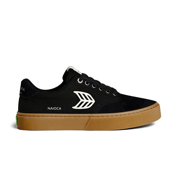 Mens leisure shoes Cariuma NAIOCA PRO Suede and Canvas Gum Black