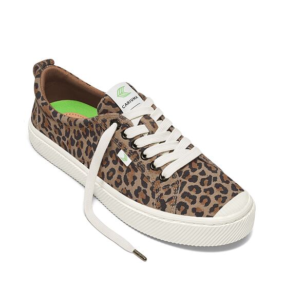 Womens leisure shoes Cariuma OCA Low Leopard Print Suede Sneaker