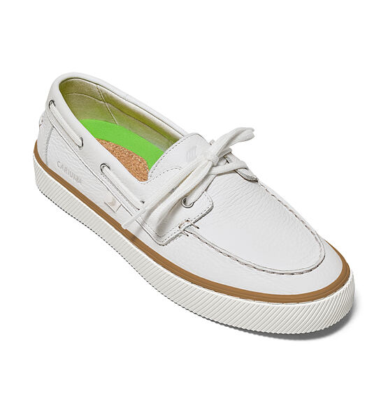 Mens leisure shoes Cariuma Mare Boat Shoe White Premium Leather
