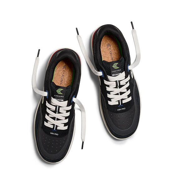 Pánské volnočasové boty Cariuma UBA PRO Black Suede and Mesh Ivory Logo Red Sneaker