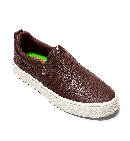 Mens leisure shoes Cariuma SLIP-ON Brown Premium Leather Sneaker