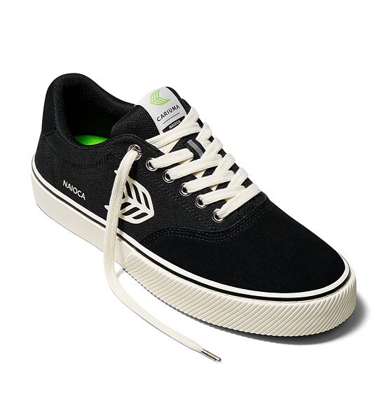 Womens leisure shoes Cariuma NAIOCA PRO Stripe Suede and Canvas Black