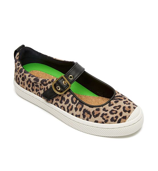 Mens leisure shoes Cariuma OCA Mary Jane Leopard Print Suede Sneaker