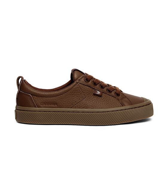 Mens leisure shoes Cariuma OCA Low Gum Downtown Brown Premium Leather Sneaker
