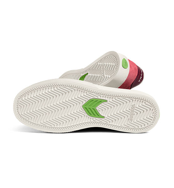 Dámské volnočasové boty Cariuma NAIOCA Watermelon Suede Ivory Logo Ruby Wine Sneaker