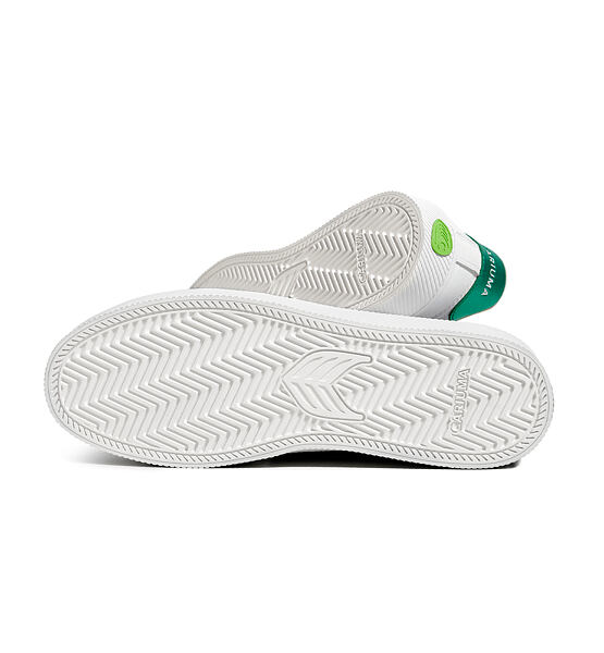 Pánské volnočasové boty Cariuma SALVAS White Premium Leather Ice Logo Metallic Green Sneaker