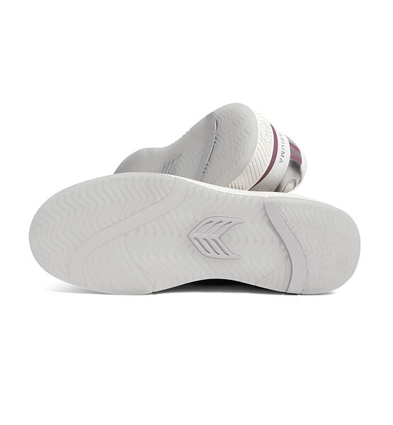 Dámské volnočasové boty Cariuma UBA White Leather and Suede Blush Pink Logo Silver Accents Sneaker