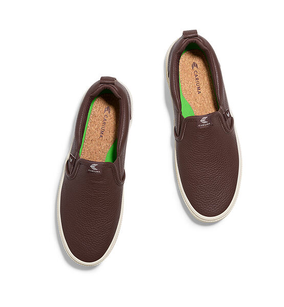 Dámské volnočasové boty Cariuma SLIP-ON Brown Premium Leather Sneaker