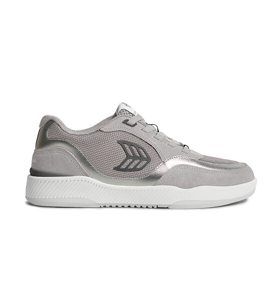 Womens leisure shoes Cariuma UBA Light Grey Suede and Mesh Charcoal Grey Logo Silver Accents Sneaker