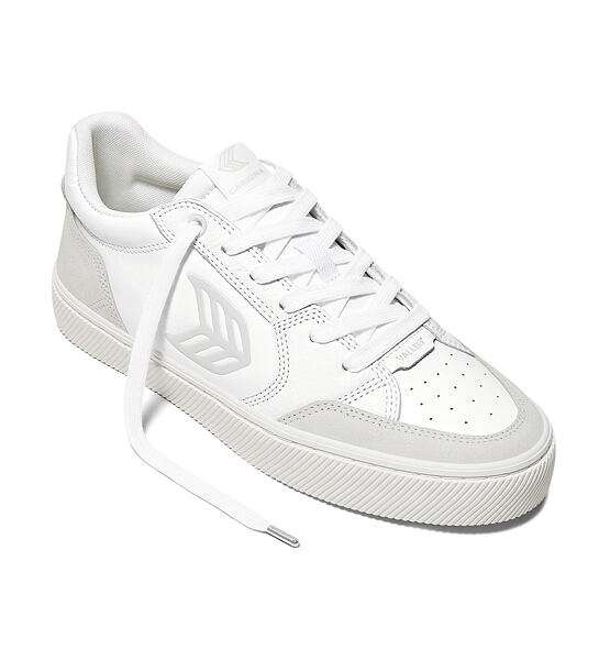 Womens leisure shoes Cariuma VALLELY White Leather Vintage White Suede Ice Logo Sneaker