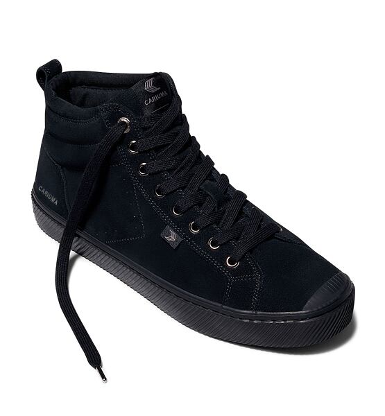 Womens leisure shoes Cariuma OCA High All Black Suede Sneaker