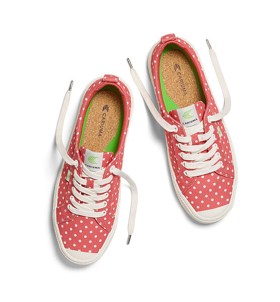 Pánské volnočasové boty Cariuma OCA Low Watermelon Canvas White Polka Dots Sneaker