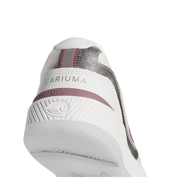 Dámské volnočasové boty Cariuma UBA White Leather and Suede Blush Pink Logo Silver Accents Sneaker
