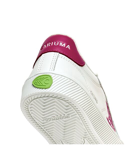 Dámské volnočasové boty Cariuma SALVAS White Leather Jazzy Pink Logo Sneaker