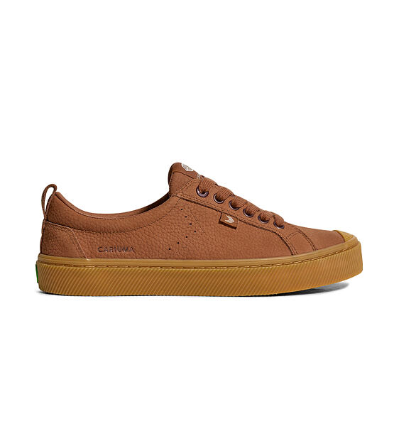 Womens leisure shoes Cariuma OCA Low Gum Sienna Brown Premium Leather Sneaker