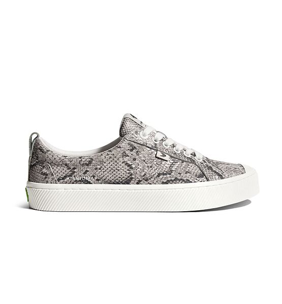 Mens leisure shoes Cariuma OCA Low Snake Skin Print Leather Sneaker