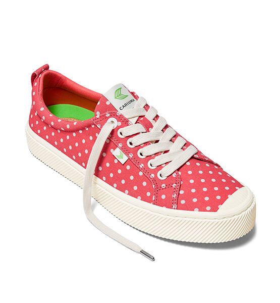 Womens leisure shoes Cariuma OCA Low Watermelon Canvas White Polka Dots Sneaker