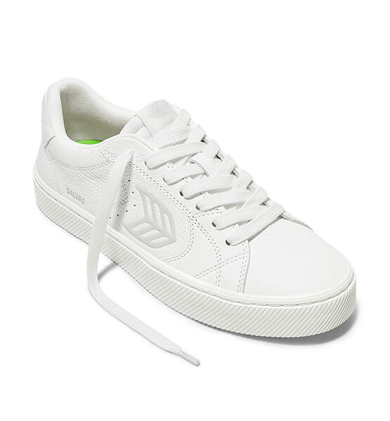 Mens leisure shoes Cariuma SALVAS White Premium Leather Ice Logo Sneaker