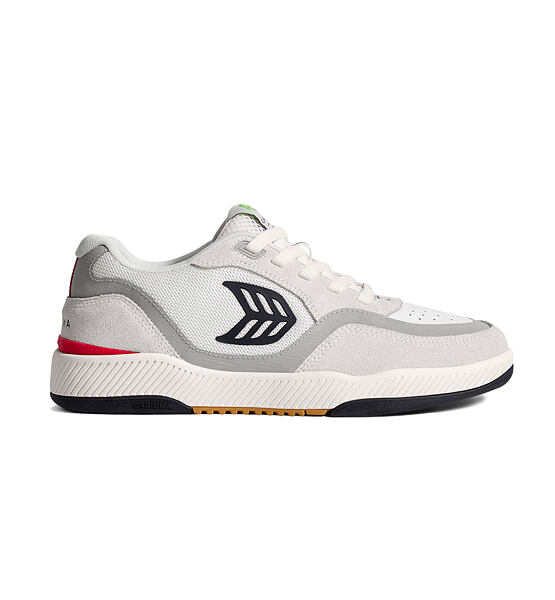 Mens leisure shoes Cariuma UBA PRO Smoke White Suede Off-White Mesh Black Logo Red Sneaker