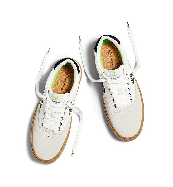 Pánské volnočasové boty Cariuma NAIOCA PRO Stripe Suede and Canvas Gum Vintage White