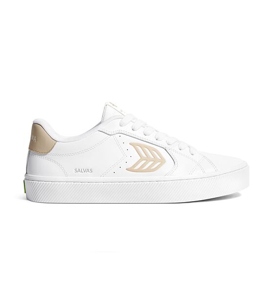 Womens leisure shoes Cariuma SALVAS White Leather Shifting Sand Logo Sneaker 