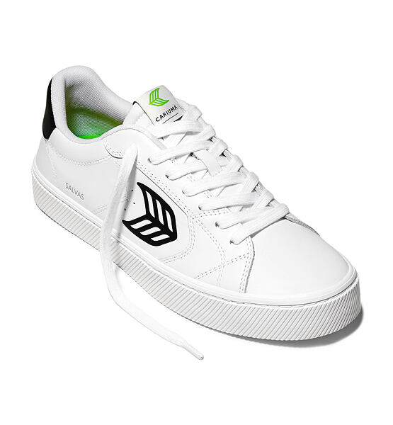 Mens leisure shoes Cariuma SALVAS White Leather Black Logo Sneaker