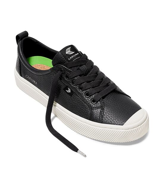 Womens leisure shoes Cariuma OCA Low Black Premium Leather Sneaker