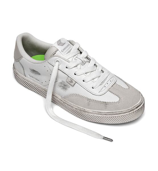 Womens leisure shoes Cariuma TOCA Vintage Warm White Diamond Leather and Suede Sneaker