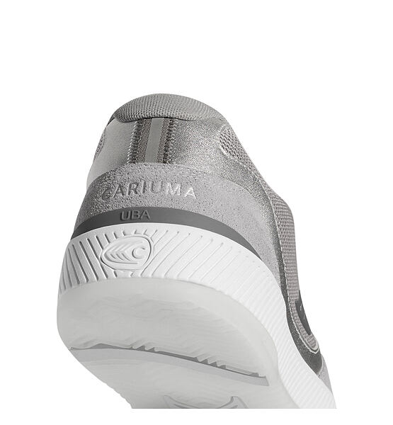 Pánské volnočasové boty Cariuma UBA Light Grey Suede and Mesh Charcoal Grey Logo Silver Accents Snea