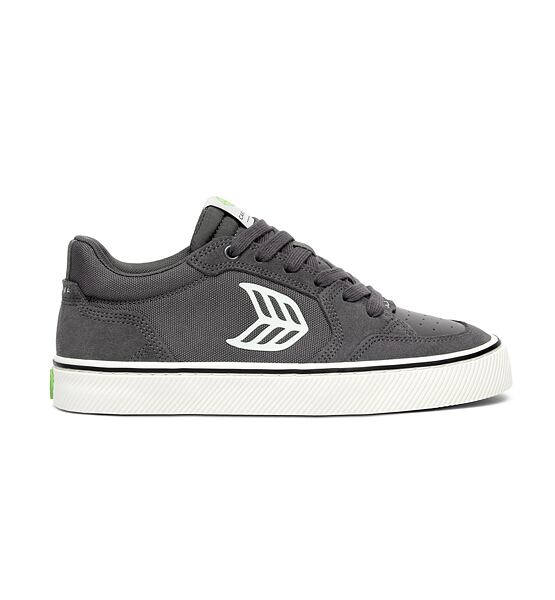 Mens leisure shoes Cariuma VALLELY PRO Magnet Grey Suede and Cordura Ivory Logo Sneaker