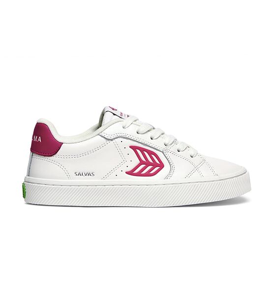 Womens leisure shoes Cariuma SALVAS White Leather Jazzy Pink Logo Sneaker